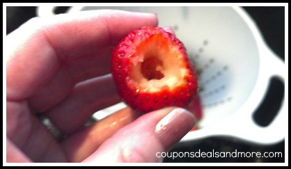 How To Hull a Strawberry. Step by step instructions on how to hull a strawberry for cooking, baking and eating.