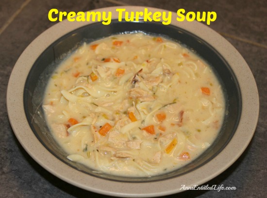 Creamy Turkey Soup. A great use of leftover turkey, vegetables, noddles and more this Creamy Turkey Soup is easy to put together and tastes delicious!