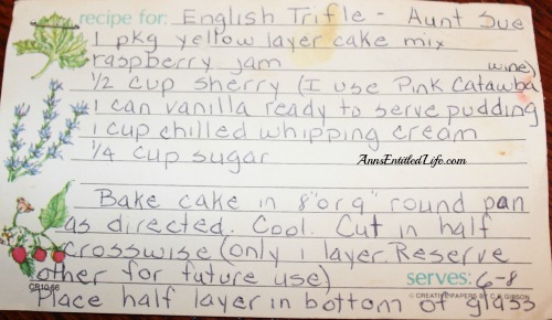 English Trifle recipe card