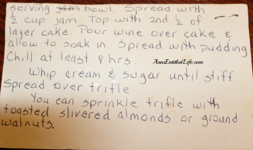 English Trifle recipe card