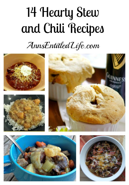14 Hearty Stew and Chili Recipes. Baby it's cold outside! How about having one of these 14 Hearty Stew and Chili Recipes for dinner tonight? They are perfect for warming you up on a cold winter's night.