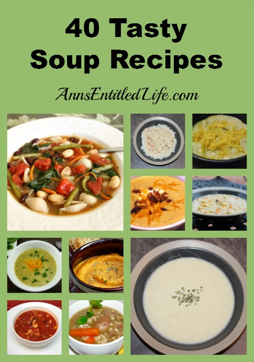 40 Tasty Soup Recipes. Looking for a hearty, tasty soup to keep you warm through the cold winter months? Here's a list of 40 Tasty Soup Recipes! They are perfect for warming you up on a frosty winter's night.