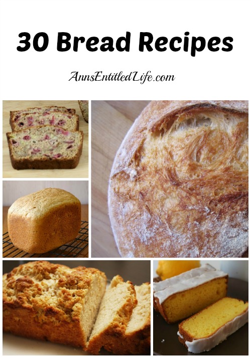 30 Bread Recipes. I love bread! If you enjoy bread as much as I do you will love this list of  30 Bread Recipes - there are bread machine, no-knead, and knead yeast recipes, as well as all kinds of  quick bread variations.  If you are looking for a bread to complete your next meal, look no further; one of these breads is sure to please.