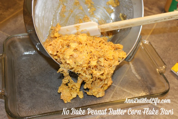 No Bake Peanut Butter Corn Flake Bars Recipe. Mix up a batch of these old-fashioned No Bake Peanut Butter Corn Flake Bars on a hot summer day.  Fast and simple to make, your family will love every delicious bite!