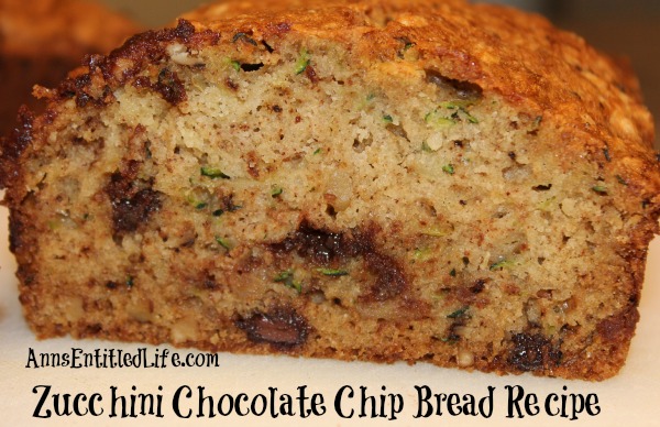 Zucchini Chocolate Chip Bread Recipe. This moist and delicious chocolate chip zucchini bread is the perfect way to use your great garden zucchini in a wonderful, sweet treat.