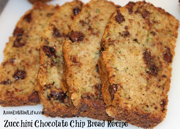 Zucchini Chocolate Chip Bread Recipe. This moist and delicious chocolate chip zucchini bread is the perfect way to use your great garden zucchini in a wonderful, sweet treat.