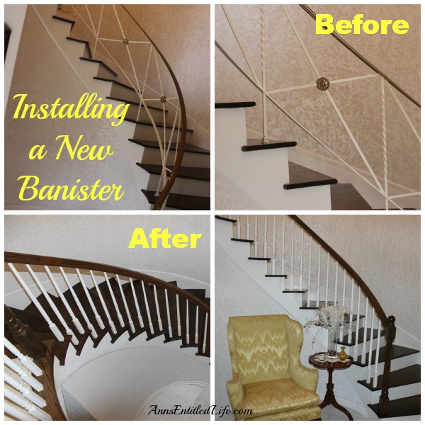 Installing a New Banister. If you are wondering how complicated it is to replace an existing banister on a circular staircase, this is the post for you! This is what happened when we replace an existing, ugly,  old fashioned staircase banister with an eye-catching wood statement banister.