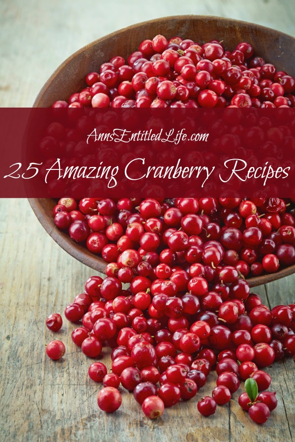 whole cranberries pouring out of a basket onto a countertop