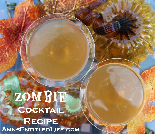 Zombie Cocktail Recipe; a spooktacularly strong Zombie Cocktail Recipe made with the classic recipe, perfect for your Halloween get together. Can be served lit or unlit. 