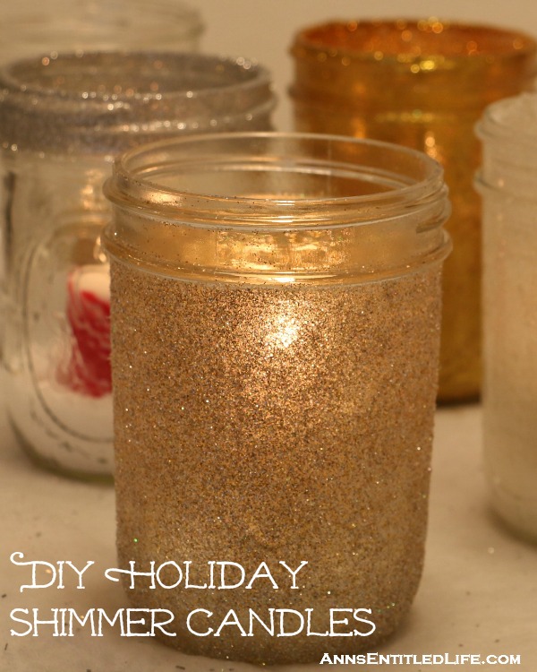 DIY Holiday Shimmer Candles. If you are looking for an easy holiday project, this is definitely one to investigate. I was pretty happy with both the lit, and unlit results, and if you try this project I think you will be too!