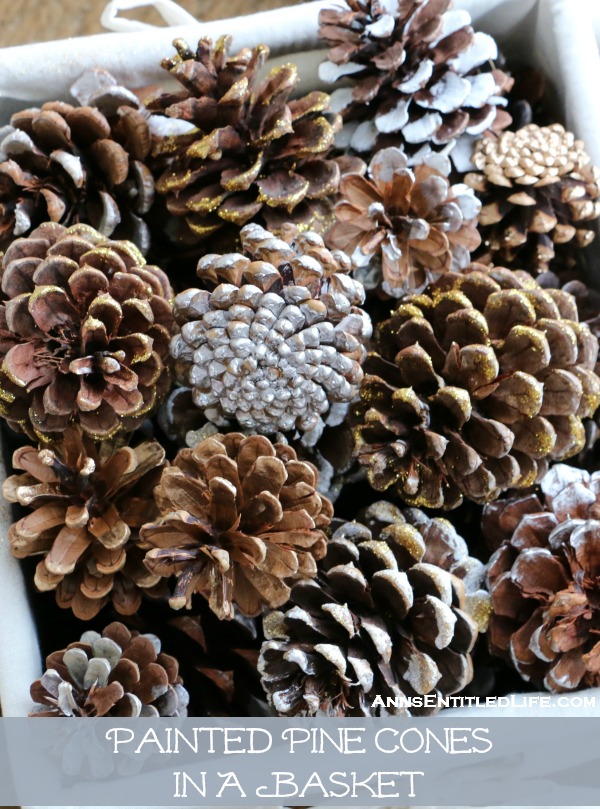 Painted Pine Cones in a Basket