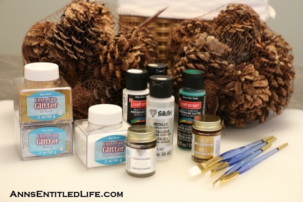 Painted Pine Cones in a Basket