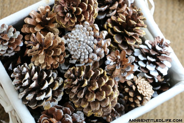 Painted Pine Cones in a Basket