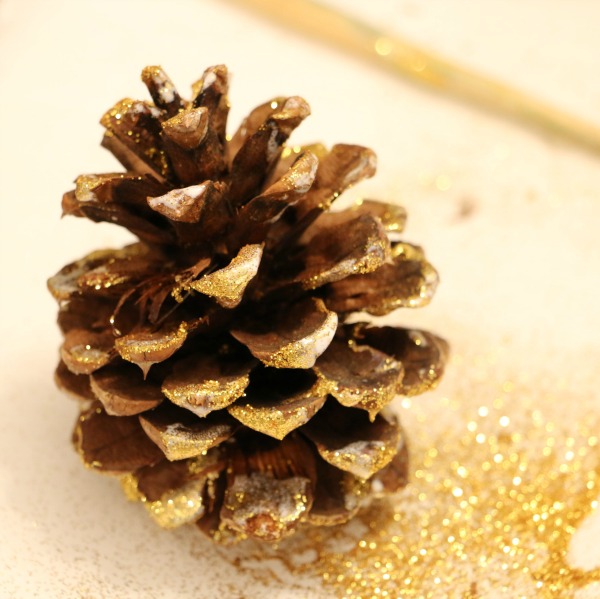 Painted Pine Cones in a Basket