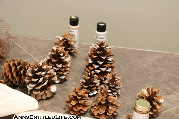 Painted Pine Cones in a Basket