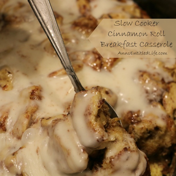 Slow Cooker Cinnamon Roll Breakfast Casserole. A melt in your mouth cinnamon roll casserole made in a slow cooker. This is one delicious breakfast that your entire family will devour!