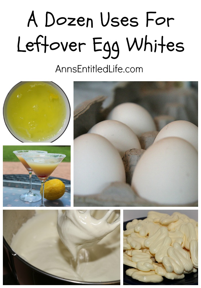 A Dozen Uses For Leftover Egg Whites. Have a lot of leftover egg whites from a baking project and do not want to throw them away?  Here are a dozen amazing (and incredible) things you can do with leftover egg whites!