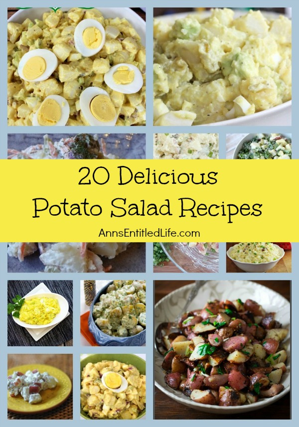 20 Delicious Potato Salad Recipes. Potato salad; the perfect summer side dish! Try one of these 20 Delicious Potato Salad Recipes from classic to new creations, for your next barbeque, picnic, or as part of the family dinner tonight.