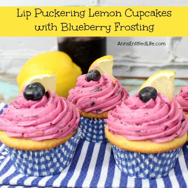 Lip Puckering Lemon Cupcakes with Blueberry Frosting