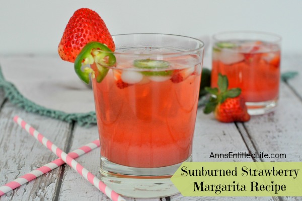 Sunburned Strawberry Margarita Recipe. Add a little zest to a delicious, homemade strawberry margarita tonight! This sweet and spicy Sunburned Strawberry Margarita pairs wonderfully with Mexican food, party snacks, or just sipping on the deck.