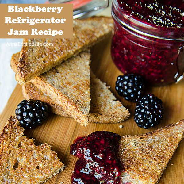 Blackberry Refrigerator Jam Recipe; this fast and easy blackberry refrigerator jam recipe is sugar free, pectin free, and totally delicious. This refrigerator jam can be made with practically any fresh berry. Make some today; your morning toast has never tasted so good!