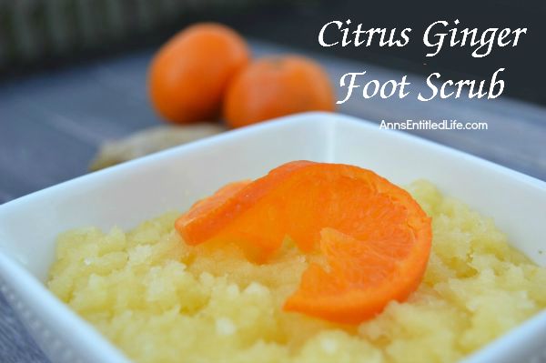 Citrus Ginger Foot Scrub; To keep your feet feeling soft and supple, try this DIY home beauty citrus ginger foot scrub recipe. This easy to make foot scrub smells fantastic, the coconut oil helps moisturize your feet and it is inexpensive to produce. The next time you want to pamper your feet (or give a lovely homemade gift) mix up a batch of this Citrus Ginger Foot Scrub. Your feet will thank you.