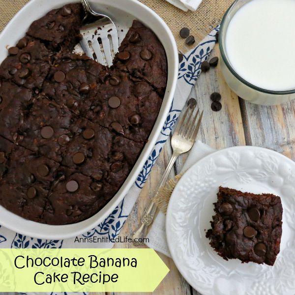 Chocolate Banana Cake; moist, tempting and delicious, this intense, fudgy Chocolate Banana Cake Recipe is fabulous with ice cream after dinner, or with milk for breakfast!