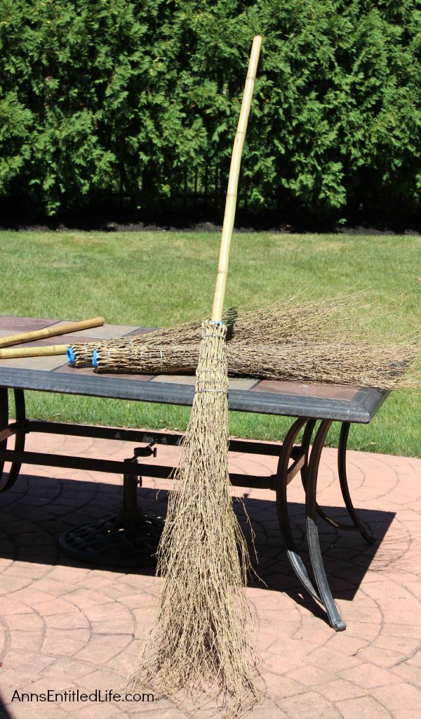 Easy DIY Halloween Glitter Witch’s Broomstick; simple and fun to make Halloween Witch's Glitter Broomstick Tutorial DIY project. With just an hour of your time, and you have a wonderful 6-foot tall witch broomstick to make your Halloween decor, or costume, complete!