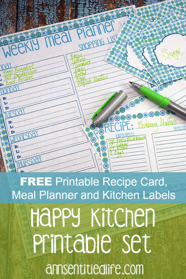 FREE Printable Recipe Card, Meal Planner and Kitchen Labels.  FREE Printable Recipe Card, Meal Planner and Kitchen Labels, a complete set!