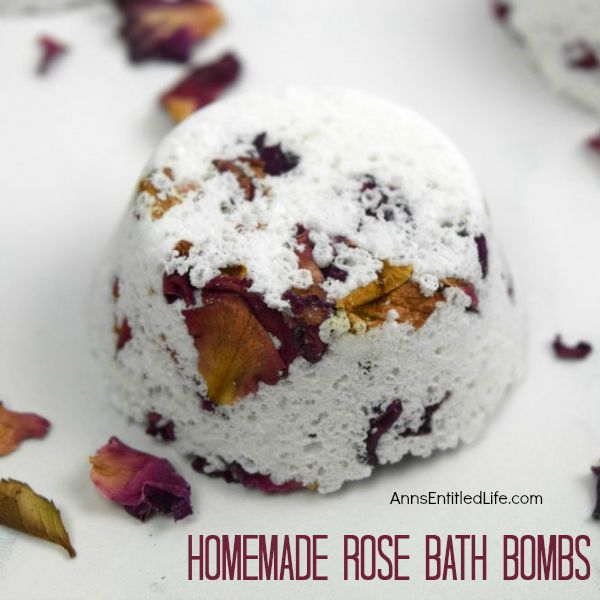 Homemade Rose Bath Bombs; Looking for a way to relieve your daily stress? A nice, long hot soak in a soothing bath can be just the answer. The scent you include in your bath will surround your senses making for a very pleasurable experience. These Homemade Rose Bath Bombs are simple to make, smell divine, and so relaxing in your bath water, you'll wish you had found the recipe and made them sooner. The dried rose buds add a romantic twist and a hint of true luxury.