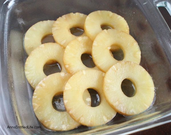 Pineapple Upside Down Cake Recipe; Old fashioned Pineapple Upside Down Cake finished with a dark rum sauce; there is nothing better for a snack or to finish off a meal, or a sweet treat for breakfast in the morning!