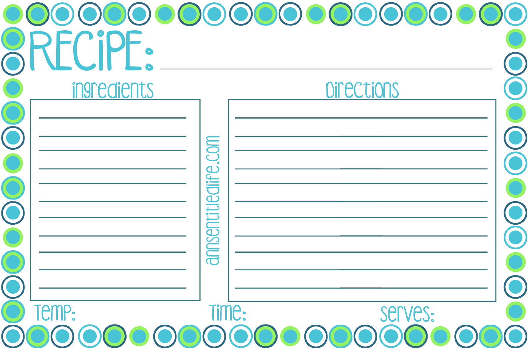 Free Printable Monogrammed Recipe Cards