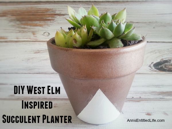 This DIY, West Elm Inspired Succulent Planter is a great way to bring summer inside all year round! Dress up a large pot; plant some herbs, a few trailers and more. Start a fantastic planter shelf or brighten up your current planters with this cute metallic design. Easy to care for succulent plants are wonderful way to brighten up your planter shelf! Really make your indoor and outdoor planters POP!