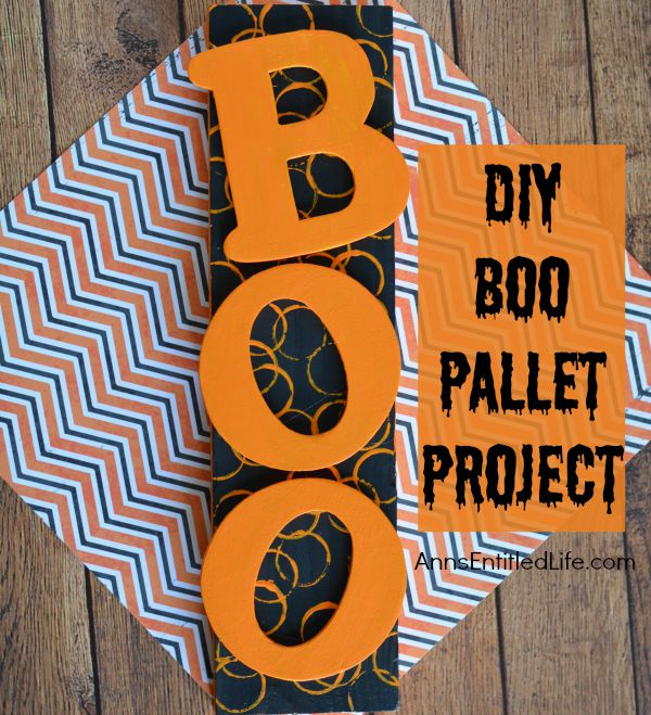 DIY Boo Pallet Project; An easy to make Halloween decoration. Easily, quickly, and inexpensively make this cute Boo Pallet to add to your Halloween mantel display, hang on a door, or prop on a frame on a table.  These simple step by step instructions make this DIY Boo Pallet Project effortless.