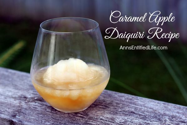 This Caramel Apple Daiquiri has a mellow, apple fruitiness that combines well with the butterscotch schnapps. This is a fun, delicious cocktail on a warm fall day.