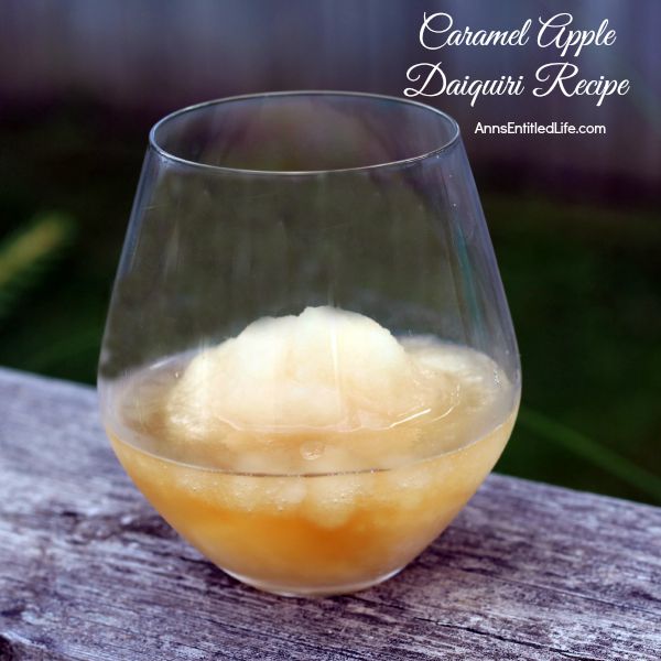 This Caramel Apple Daiquiri has a mellow, apple fruitiness that combines well with the butterscotch schnapps. This is a fun, delicious cocktail on a warm fall day.