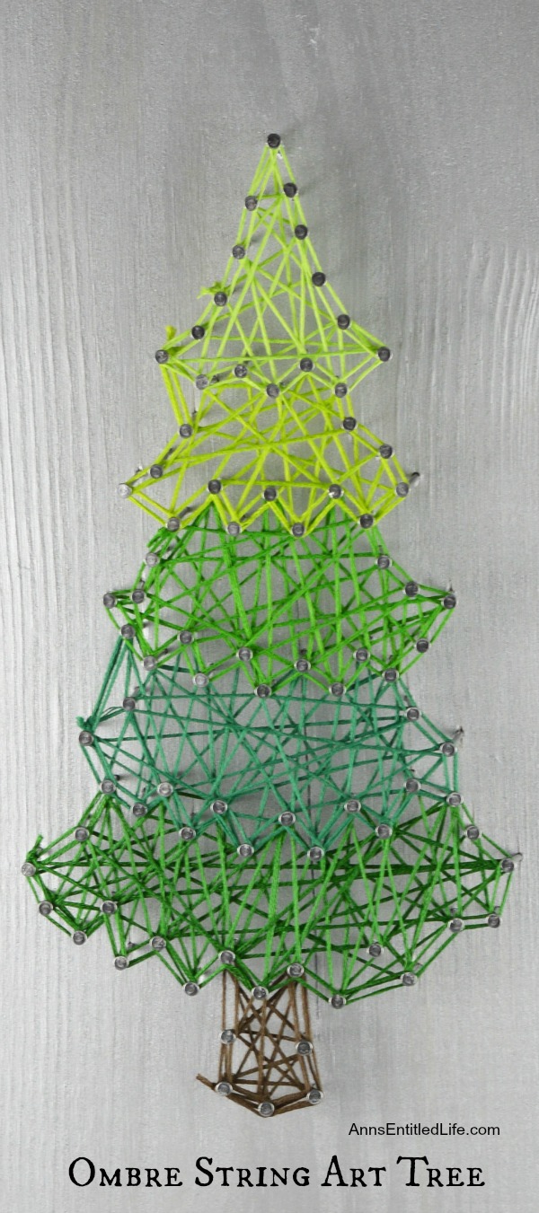 Ombre String Art Tree. Make your own whimsical Ombre String Art Tree with this step by step tutorial. Included are several printable tree patterns for you to choose from to make a Holiday Craft that you will be proud to display in your home, or give as a gift.