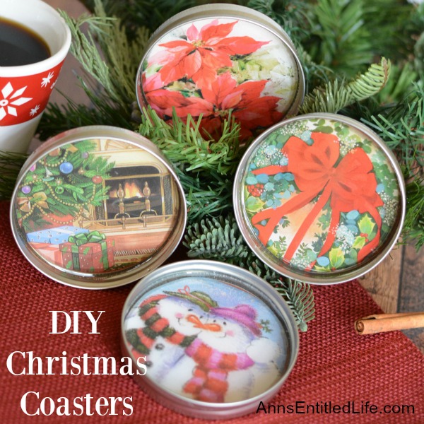 DIY Christmas Coasters. These DIY Christmas Coasters are cute and quite simple to make. This is a fantastic project to reuse old Christmas cards and to make a wonderful homemade gift for friends and family. These easy to make Christmas Coasters are unique, but usable. Plan ahead though because they do take time to cure.