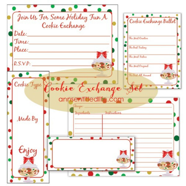 Holiday Cookie Exchange Ideas. Hosting a Holiday Cookie Exchange this year? Here are some tips and ideas for hosting the perfect Cookie Swap this holiday season. I have also included free printable invitations, recipe cards, table tents, ballots, and cookie gift tags!