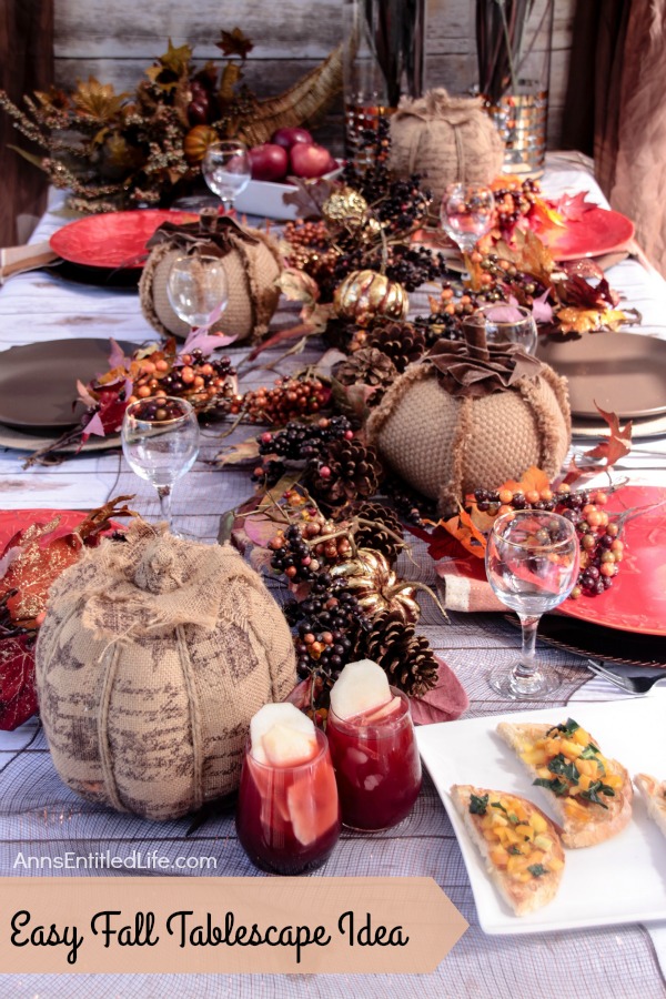 Easy Fall Tablescape Idea For You; Looking to dress up your table for Fall and Thanksgiving. It is time to change out the decor around your house to all things Fall! If you would like some tips on how to decorate your table for Fall or Thanksgiving, I have a beautiful and easy Fall Tablescape Idea for you.