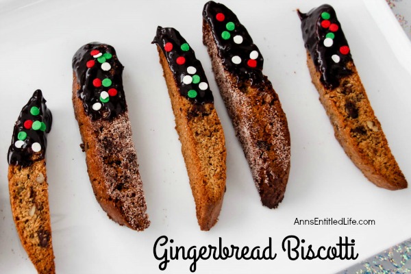 Gingerbread Biscotti Recipe. A delicious biscotti recipe perfect for holiday breakfast, desert or snacks. Enjoy this spicy, crunchy, Gingerbread Biscotti Recipe with coffee, tea or hot cocoa on a cold winter day.