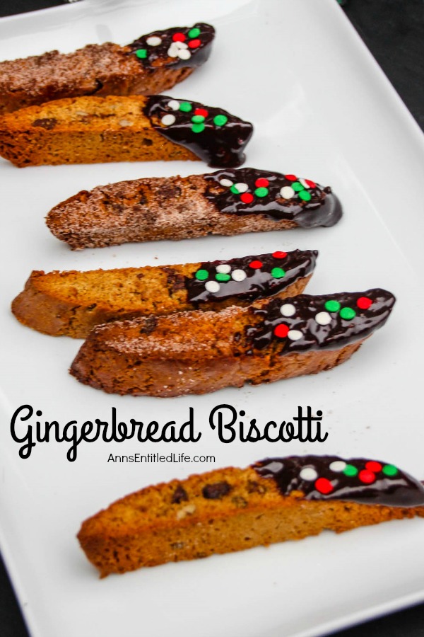 Gingerbread Biscotti Recipe. A delicious biscotti recipe perfect for holiday breakfast, desert or snacks. Enjoy this spicy, crunchy, Gingerbread Biscotti Recipe with coffee, tea or hot cocoa on a cold winter day.