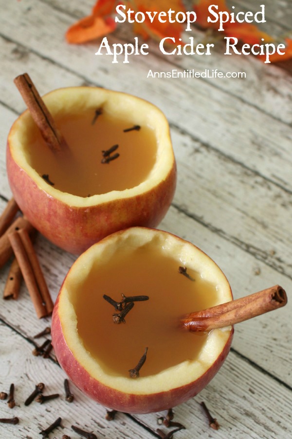 Stovetop Spiced Apple Cider Recipe. The delicious taste and smells of homemade apple cider! There is nothing quite like it for entertaining during the holidays, enjoying a mug on a chilly day, or sitting in front of the fire with family and friends. This simple to make Stovetop Spiced Apple Cider Recipe is aromatic and oh so tasty! Your whole family will enjoy it.