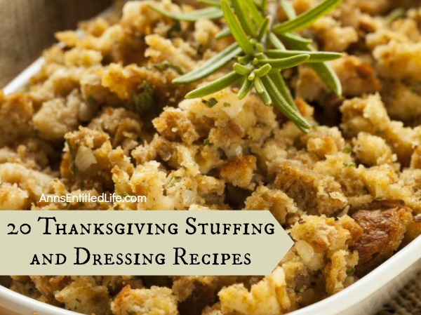 20 Thanksgiving Stuffing and Dressing Recipes. Cornbread stuffing, sourdough dressing, gluten free  and slow cooker stuffing recipes; these are just a few of the 20 Thanksgiving Stuffing and Dressing Recipes for you to discover and prepare for your holiday dinner from the list below!