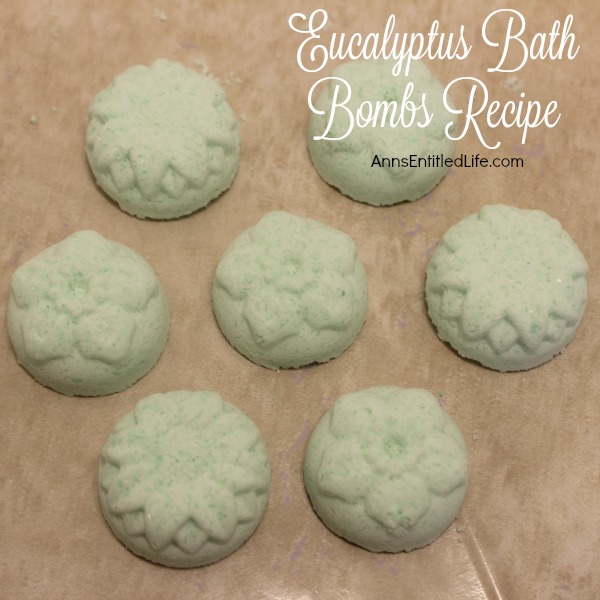 Eucalyptus Bath Bombs Recipe. Make bath and shower time wonderful with these easy to make, Eucalyptus Bath Bombs. The fresh aromatic scent of eucalyptus will sooth your muscles, clear your nasal passages and perk up your day! Use these Eucalyptus Bath Bombs  to pamper and sooth yourself or give these homemade bath fizzies as gifts for any special occasion.