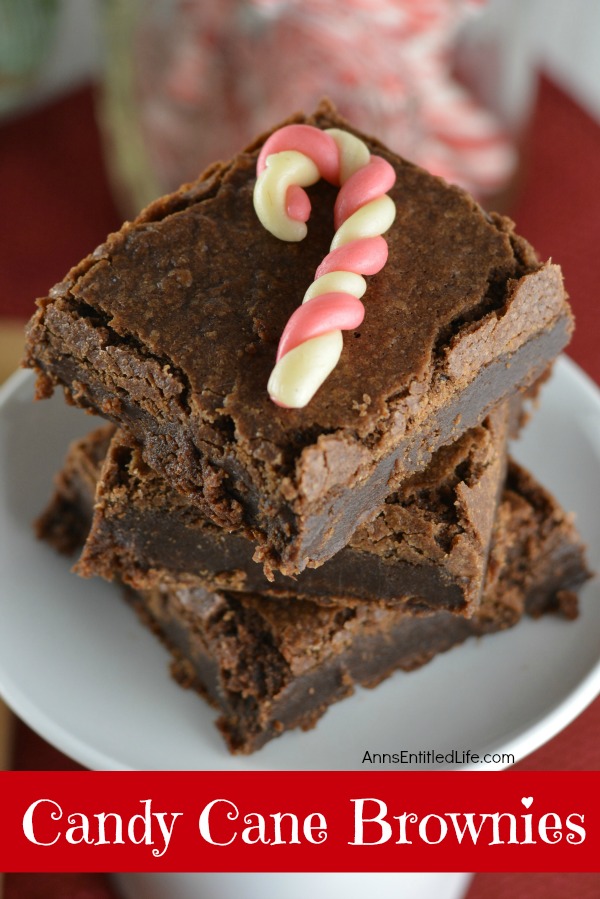 Candy Cane Brownie Recipe. A peppermint delight, these tasty candy cane brownies are an easy to make holiday treat. Serve frosted or unfrosted, and decorated with cute, simple to make, candy canes.