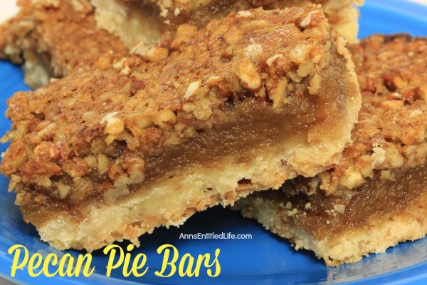 These Pecan Pie Bars are rich and delicious old fashioned pecan pie in an convenient hand-friendly, bar shape. Great for lunches, snacks and portion control, these Pecan Pie Bars are sure to delight friends and family alike.