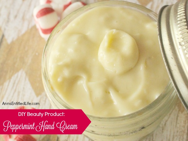 DIY Peppermint Hand Cream. A refreshing holiday scented hand cream that can be customized to any aroma. Soothing to chapped and dry hands, this peppermint hand cream make a great gift, or just keep it for your personal homemade body product use.
