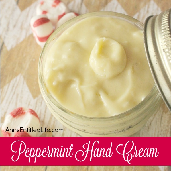 DIY Peppermint Hand Cream. A refreshing holiday scented hand cream that can be customized to any scent. Soothing to chapped and dry hands, this peppermint hand cream make a great gift, or just keep it for your personal homemade body product use. 