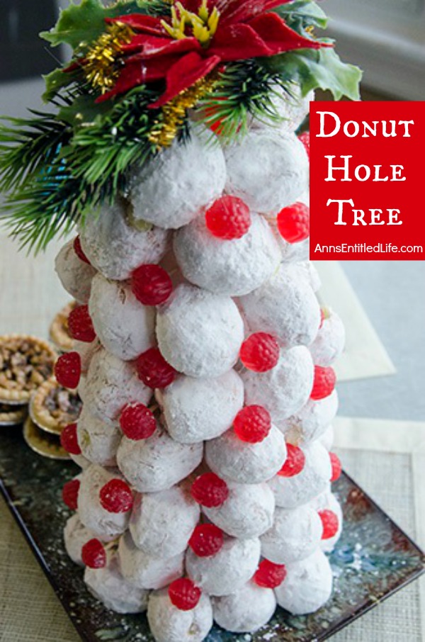 Donut Hole Tree. Make an adorable Donut Hole Tree for your next holiday party, Christmas breakfast, or other special occasion. This donut hole tree can be made all year, but is especially festive during the holiday season!